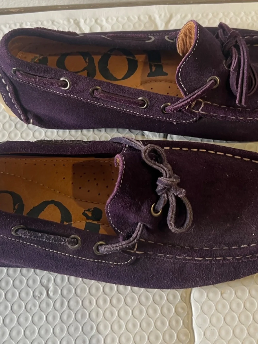 Tod's Men 1901 Vintage Slip On Purple Suede Boat Shoes Size 9M